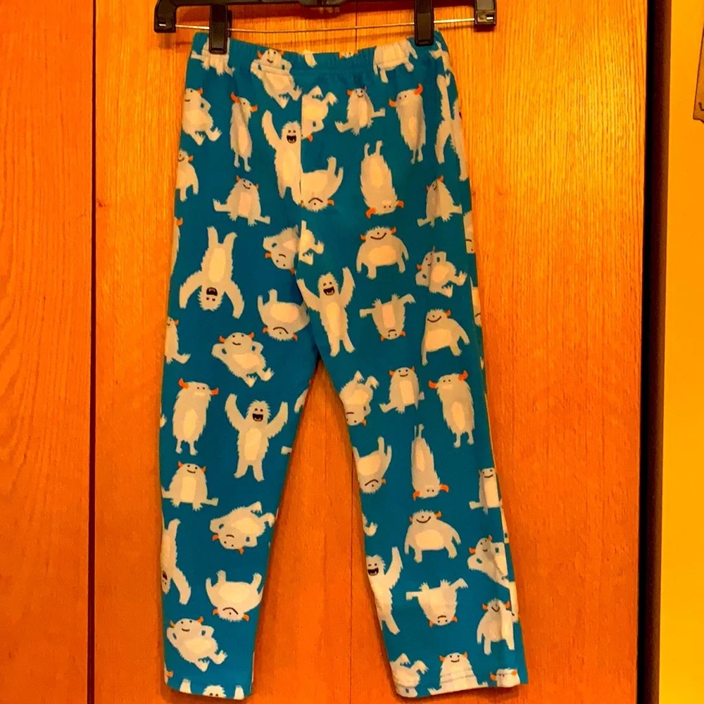 Carter’s boy’s size 7 blue white yeti abominable snowman print pajama pants VGUC